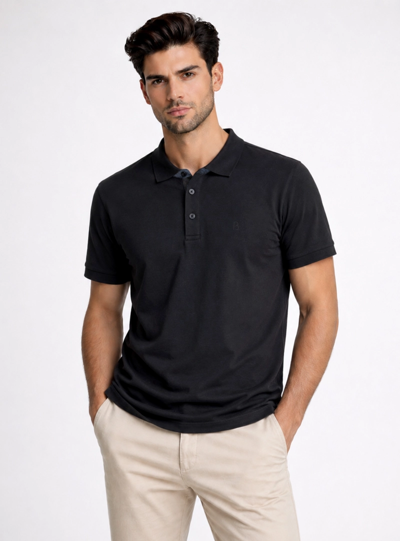 POLERA PIQUE REGULAR FIT NEGRO PIERO BUTTI - 1