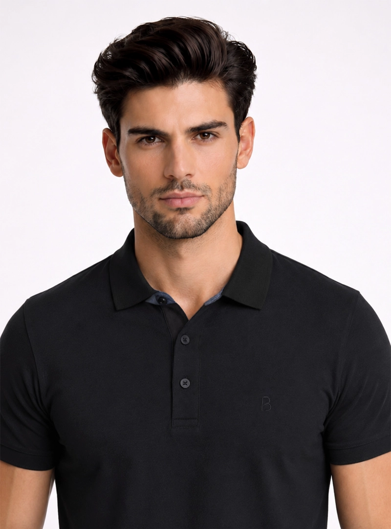 POLERA PIQUE REGULAR FIT NEGRO PIERO BUTTI - 3
