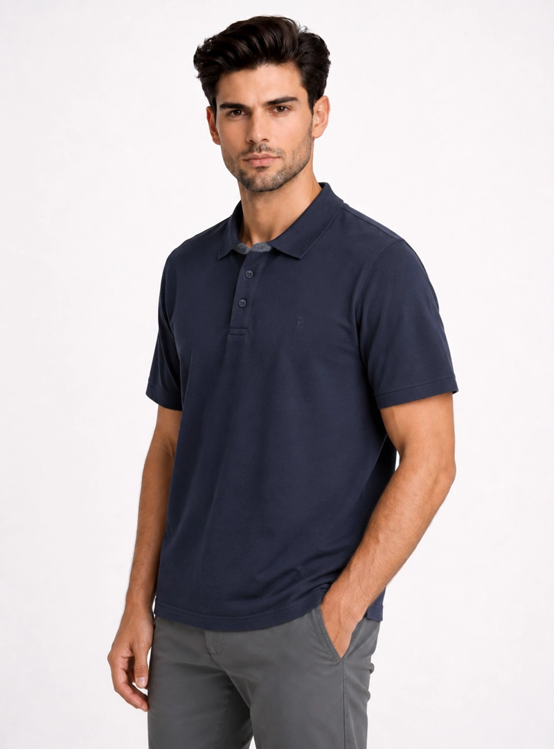 POLERA PIQUE REGULAR FIT AZUL PIERO BUTTI - 1