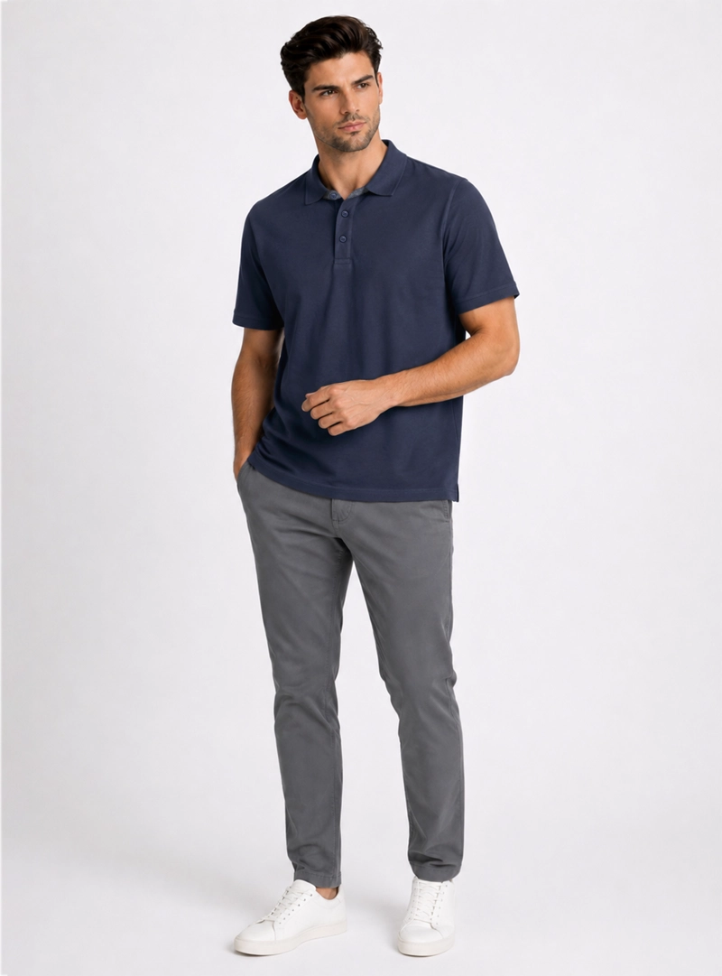 POLERA PIQUE REGULAR FIT AZUL PIERO BUTTI - 3