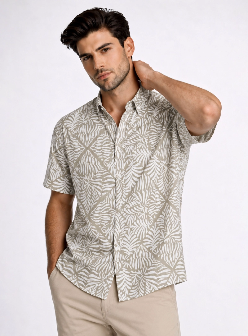 CAMISA PRINT REGULAR FIT CAFE  PIERO BUTTI - 1
