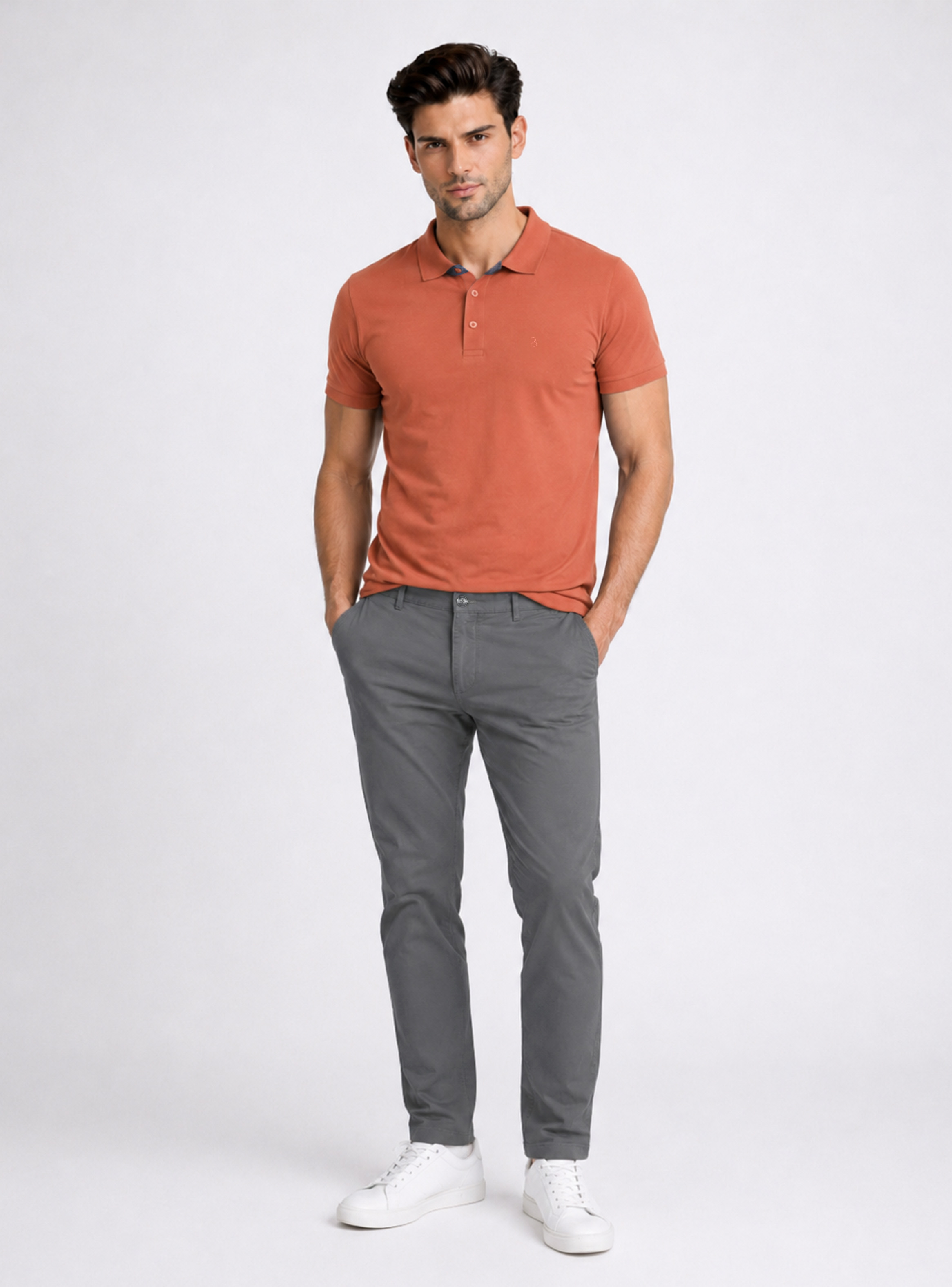 PANTALON CHINO SPANDEX REGULAR FIT GRIS PIERO BUTTI - 3