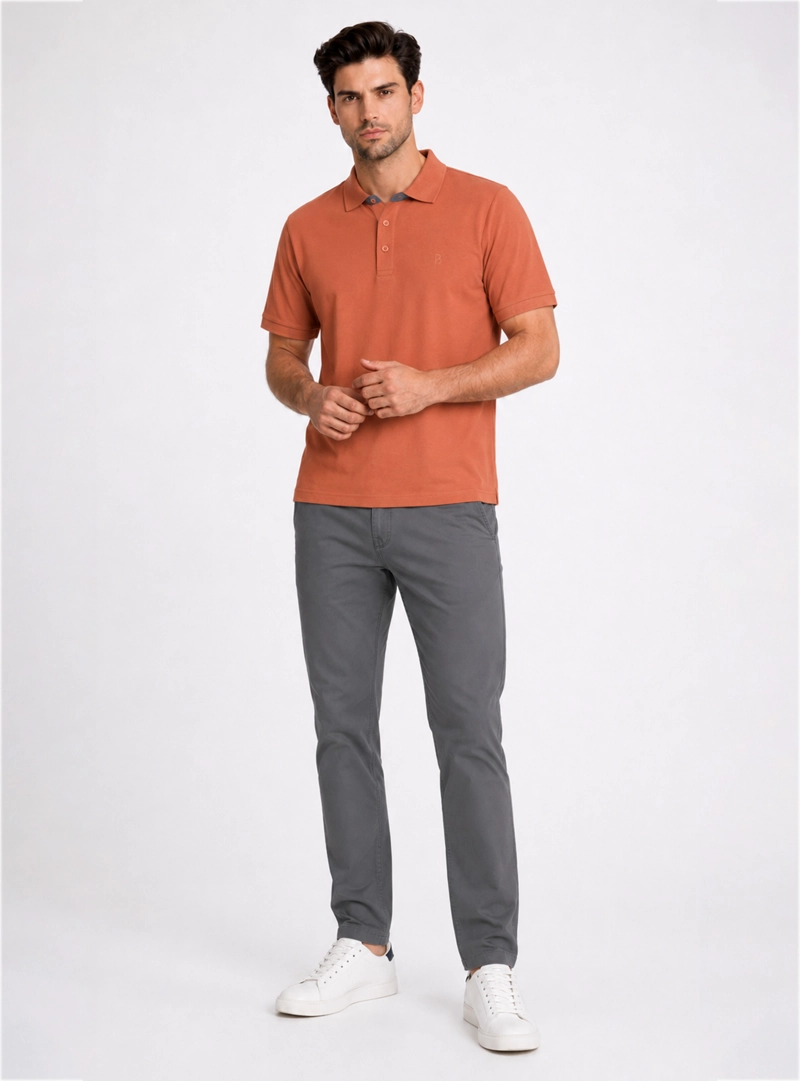 POLERA PIQUE REGULAR FIT TERRACOTA PIERO BUTTI - 4