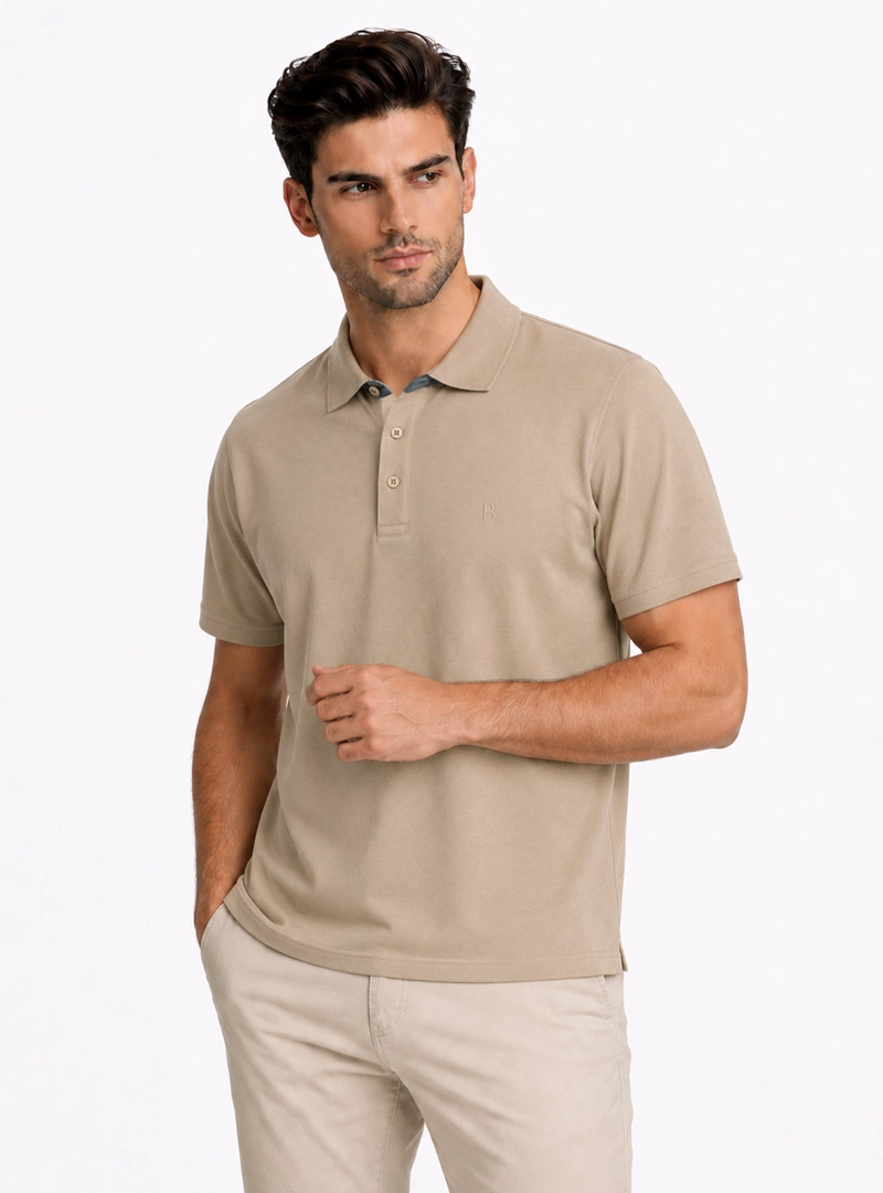 POLERA PIQUE REGULAR FIT CAFE  PIERO BUTTI - 1
