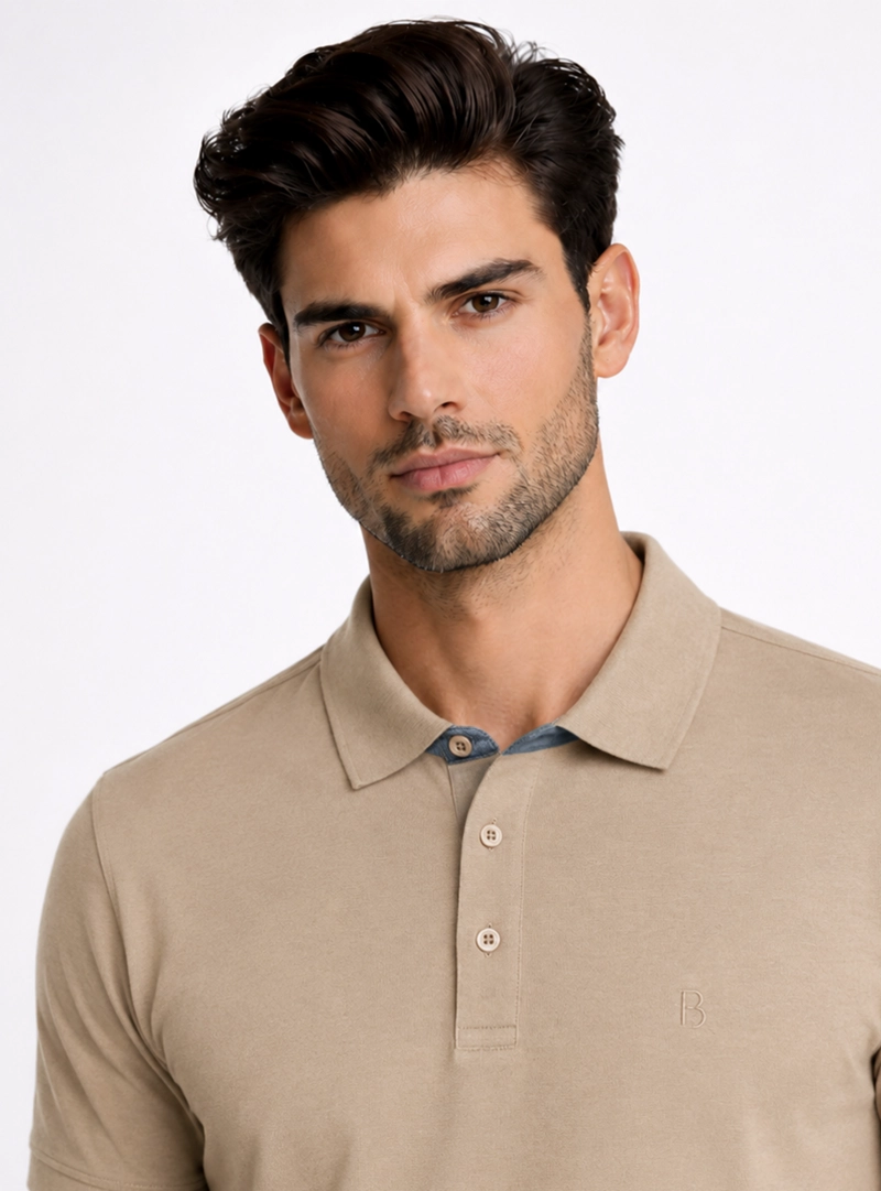 POLERA PIQUE REGULAR FIT CAFE  PIERO BUTTI - 3