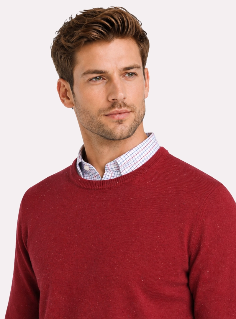 SWEATER CUELLO REDONDO REGULAR FIT ROJO ARROW - 3