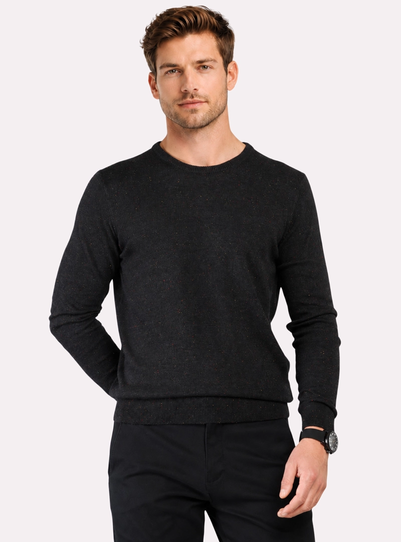 SWEATER CUELLO REDONDO REGULAR FIT NEGRO ARROW - 1