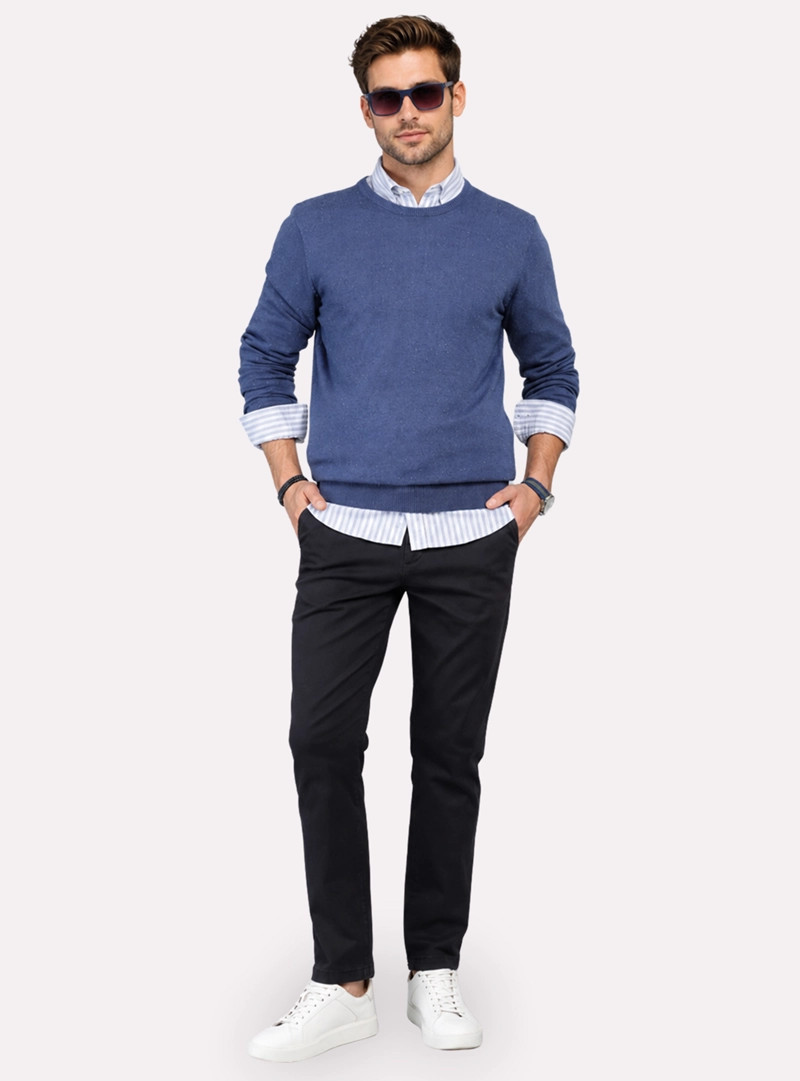 SWEATER CUELLO REDONDO REGULAR FIT AZUL CLARO ARROW - 4