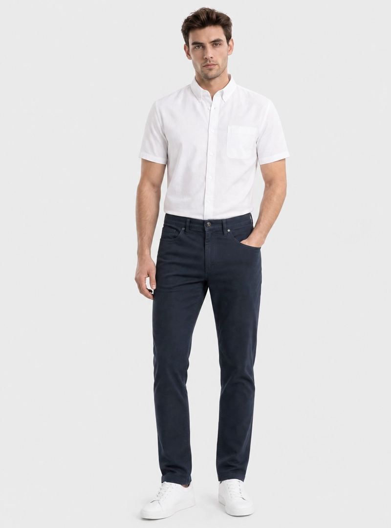 PANTALON 5 POCKET SPANDEX REGULAR FIT AZUL MARINO PIERO BUTTI - 4