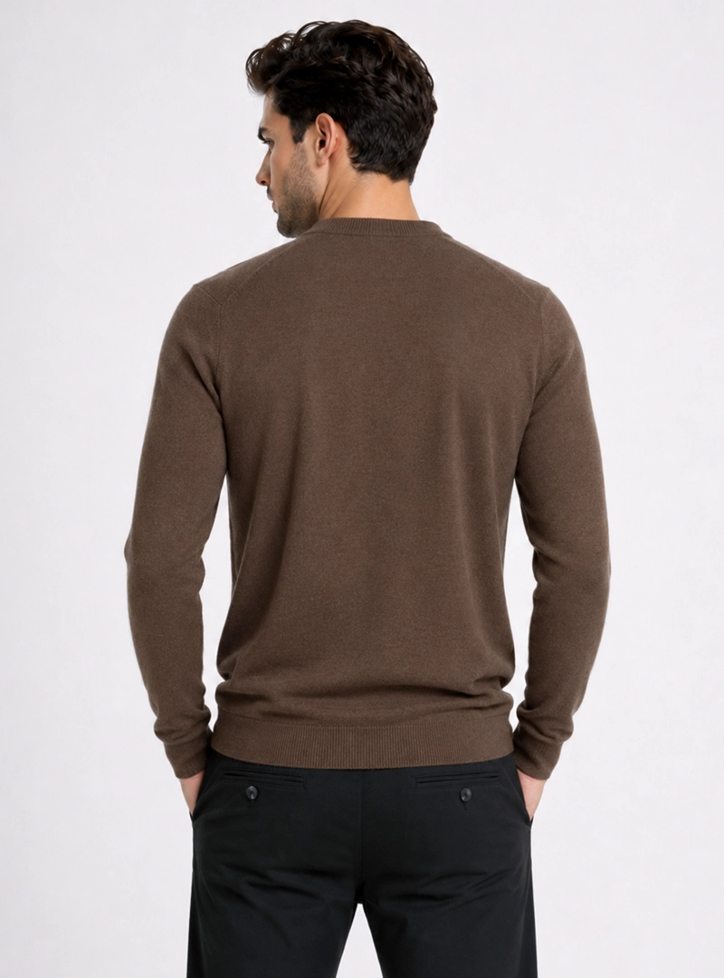 SWEATER CUELLO V REGULAR FIT CAFE  PIERO BUTTI - 2