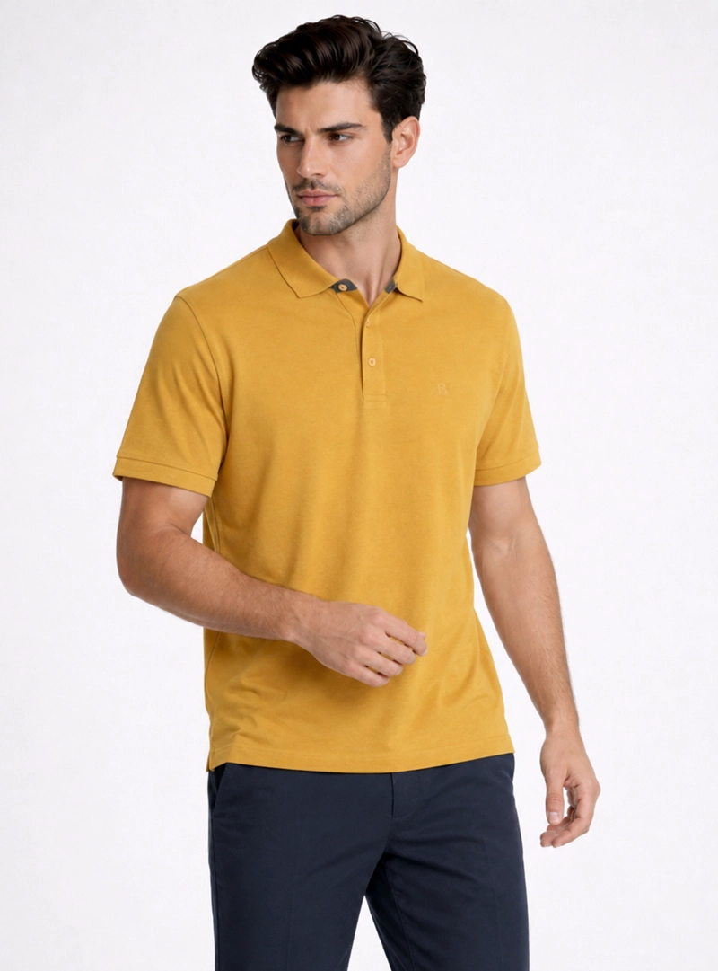 POLERA PIQUE REGULAR FIT MOSTAZA PIERO BUTTI - 1