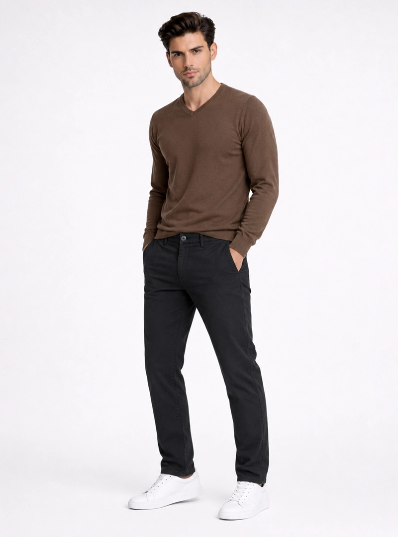 PANTALON CHINO SPANDEX REGULAR FIT NEGRO PIERO BUTTI - 4