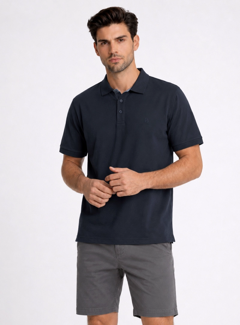 POLERA PIQUE REGULAR FIT AZUL MARINO PIERO BUTTI - 1