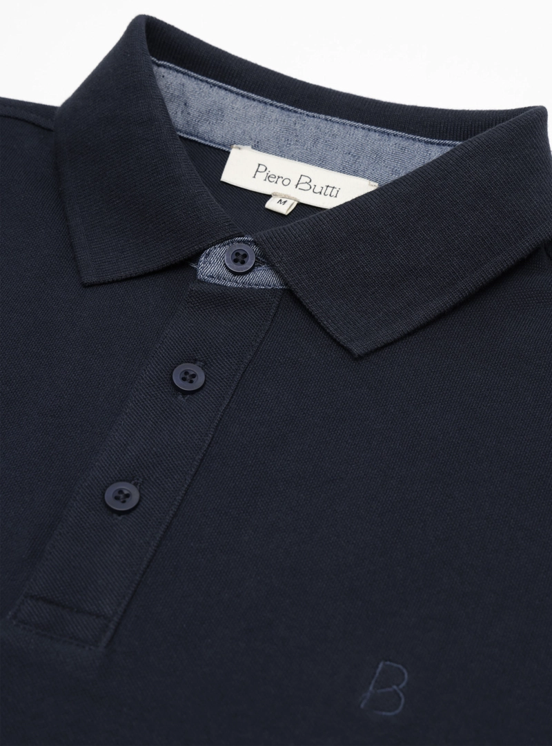 POLERA PIQUE REGULAR FIT AZUL MARINO PIERO BUTTI - 5