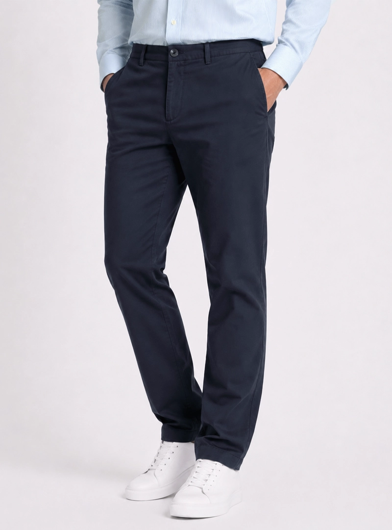 PANTALON LISO SPANDEX REGULAR FIT AZUL MARINO PIERO BUTTI - 1