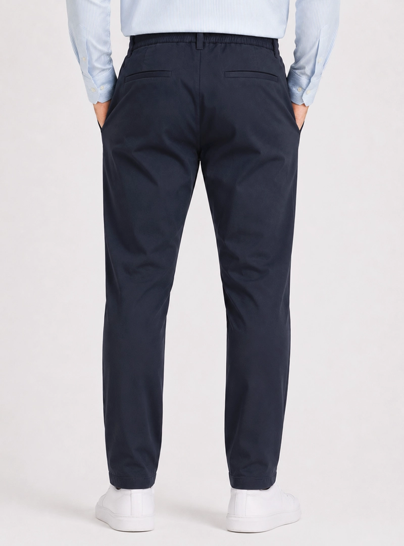 PANTALON LISO SPANDEX REGULAR FIT AZUL MARINO PIERO BUTTI - 2