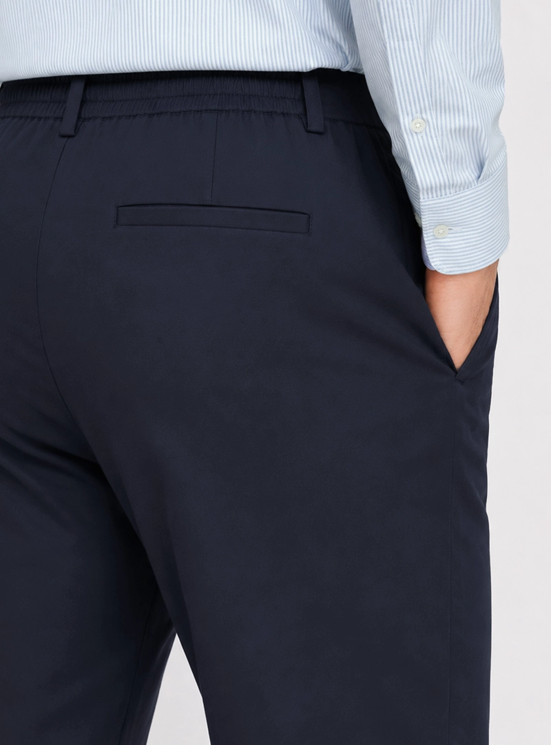 PANTALON LISO SPANDEX REGULAR FIT AZUL MARINO PIERO BUTTI - 3