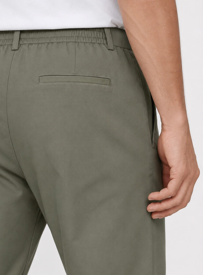 PANTALON LISO SPANDEX REGULAR FIT VERDE PIERO BUTTI - 3