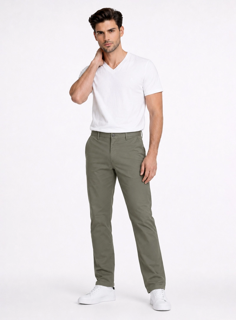 PANTALON LISO SPANDEX REGULAR FIT VERDE PIERO BUTTI - 4