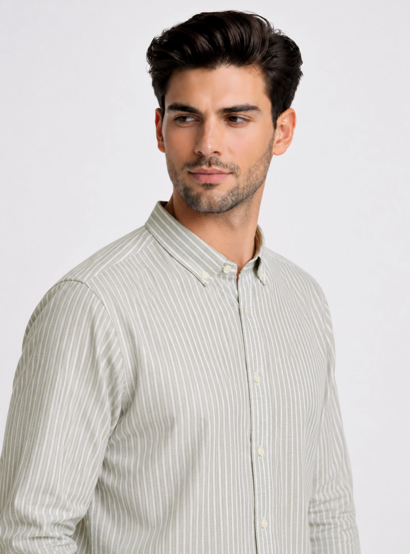CAMISA A RAYAS REGULAR FIT OLIVA PIERO BUTTI - 3