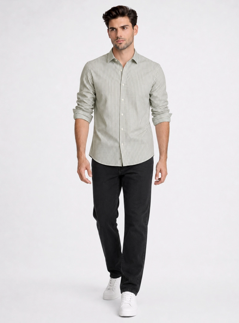 CAMISA A RAYAS REGULAR FIT OLIVA PIERO BUTTI - 4