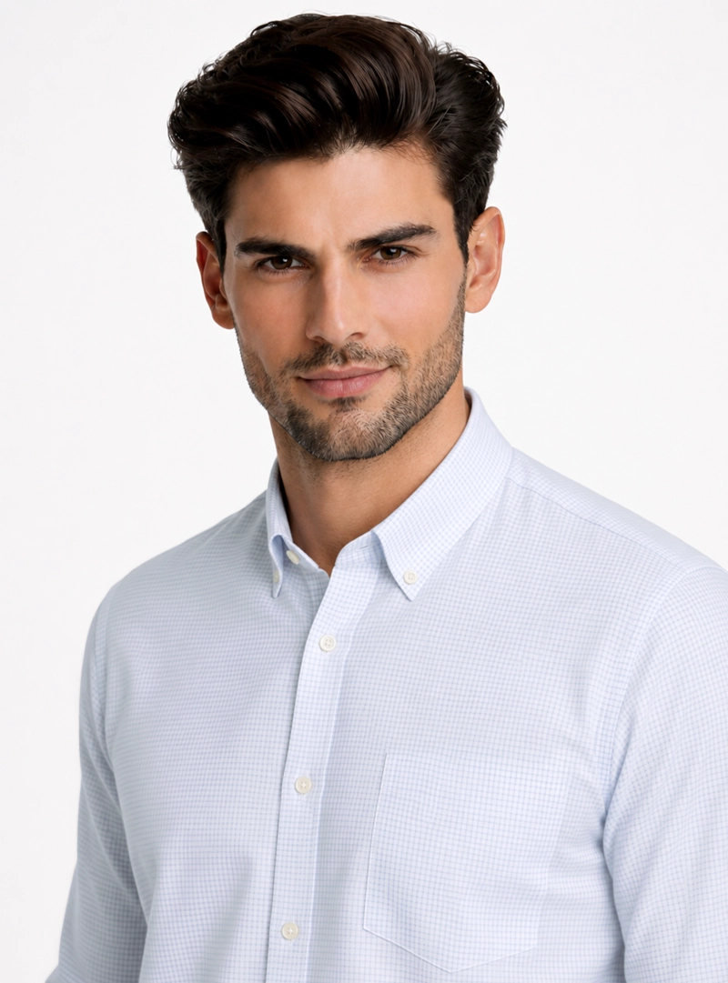 CAMISA A CUADROS REGULAR FIT CELESTE PIERO BUTTI - 3