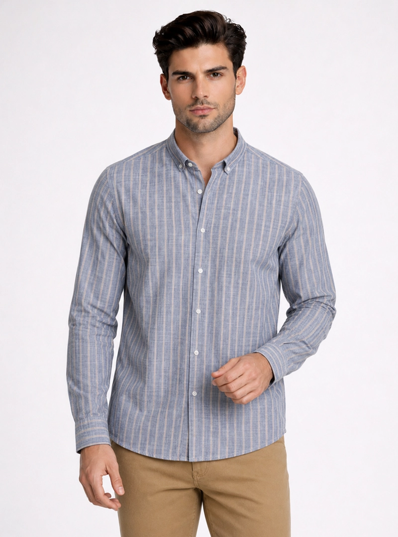 CAMISA A RAYAS REGULAR FIT DENIM PIERO BUTTI - 1