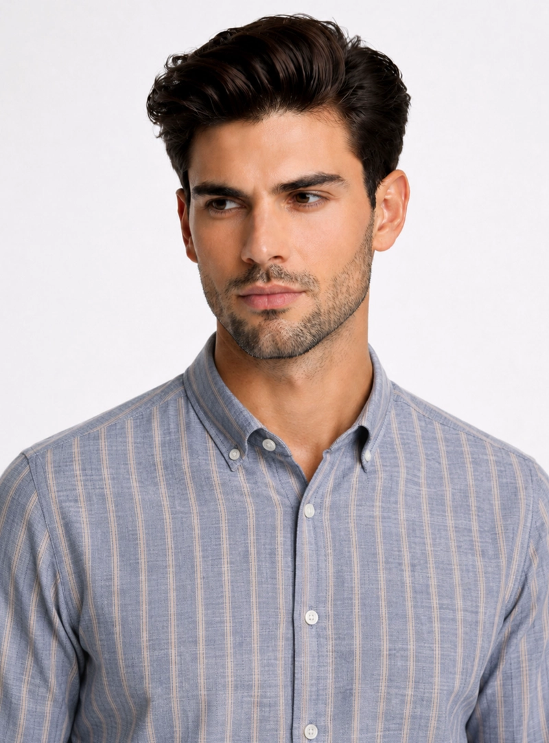 CAMISA A RAYAS REGULAR FIT DENIM PIERO BUTTI - 3