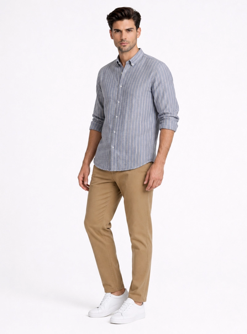 CAMISA A RAYAS REGULAR FIT DENIM PIERO BUTTI - 4