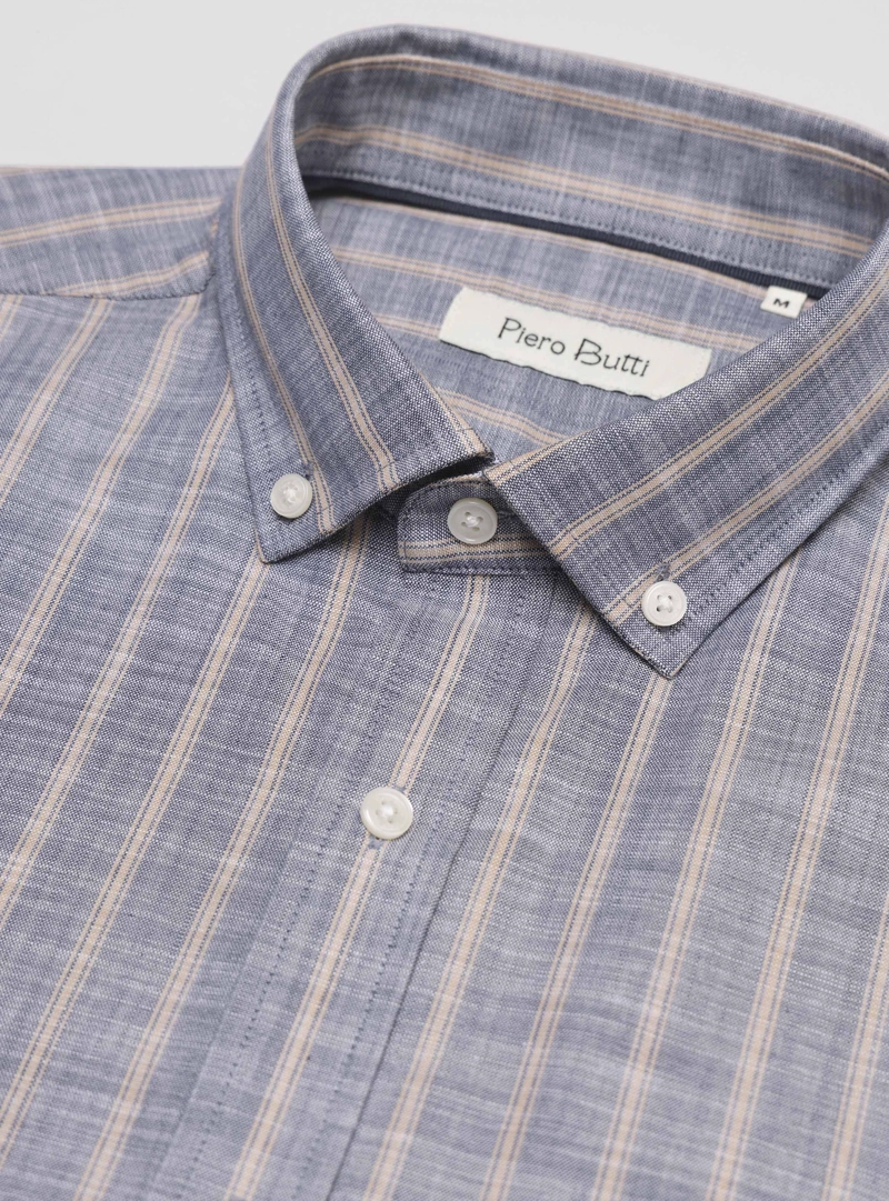 CAMISA A RAYAS REGULAR FIT DENIM PIERO BUTTI - 5