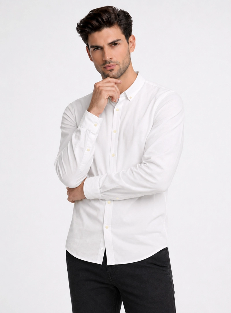 CAMISA LISA REGULAR FIT BLANCO PIERO BUTTI - 1