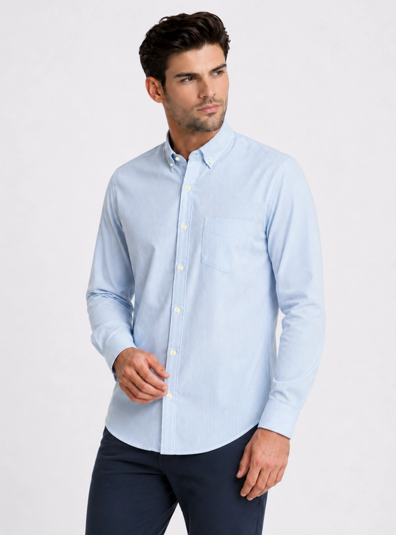 CAMISA A RAYAS REGULAR FIT CELESTE PIERO BUTTI - 1