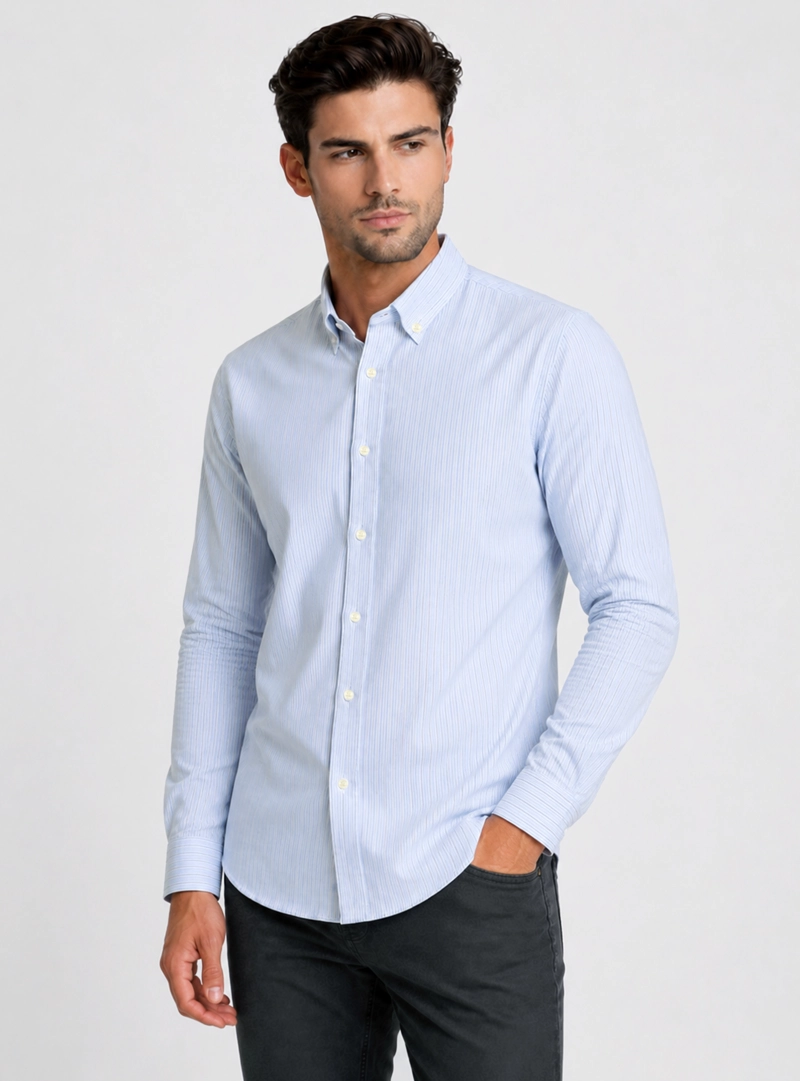 CAMISA A RAYAS REGULAR FIT CELESTE PIERO BUTTI - 1