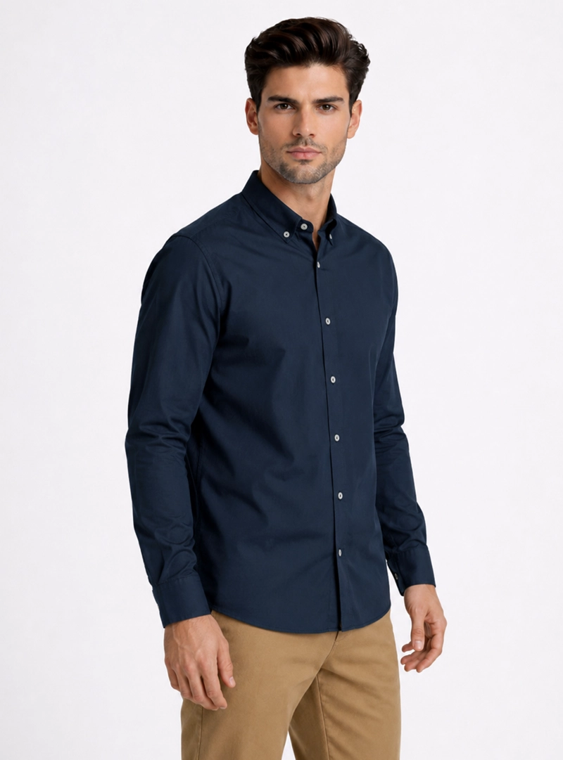 CAMISA LISA REGULAR FIT AZUL MARINO PIERO BUTTI - 1