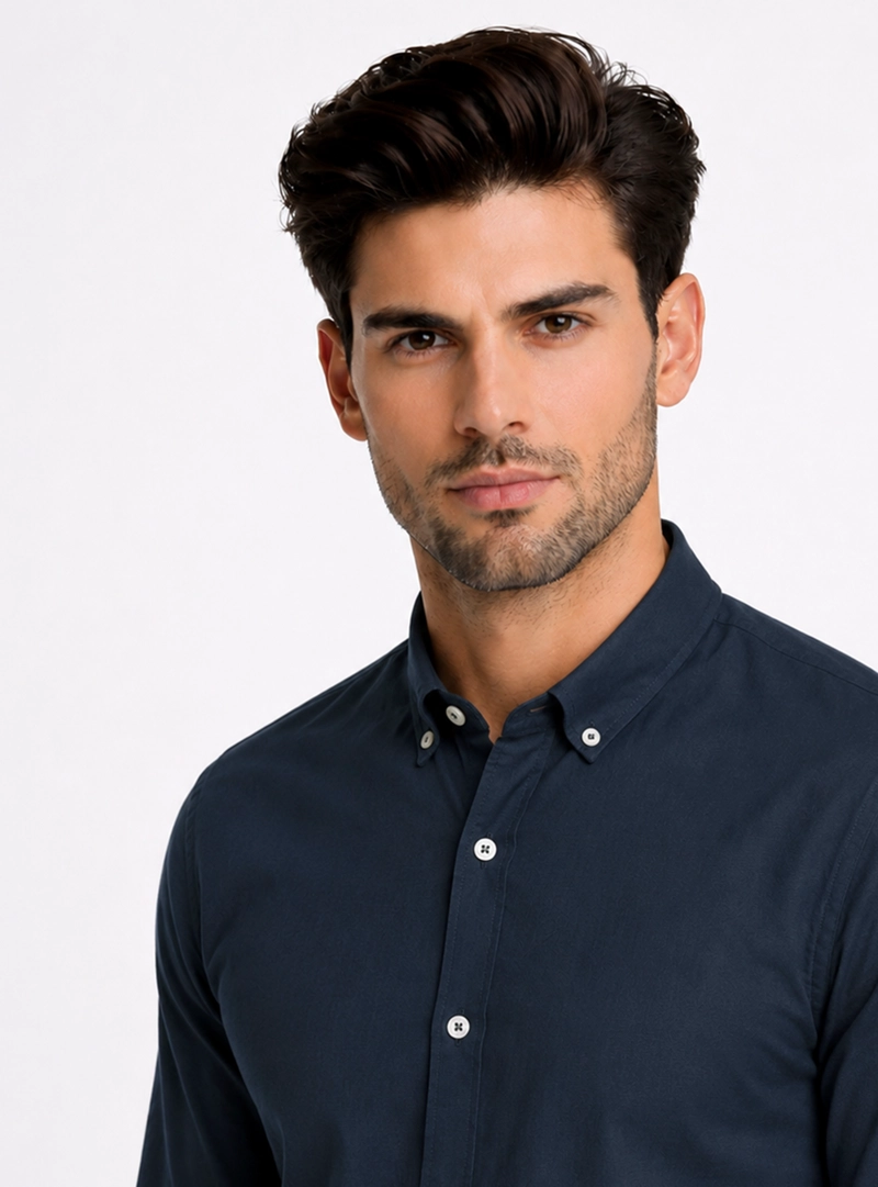 CAMISA LISA REGULAR FIT AZUL MARINO PIERO BUTTI - 3
