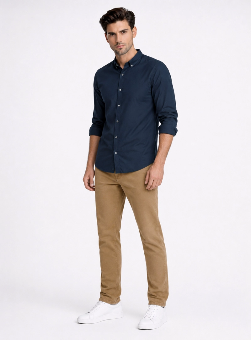 CAMISA LISA REGULAR FIT AZUL MARINO PIERO BUTTI - 4