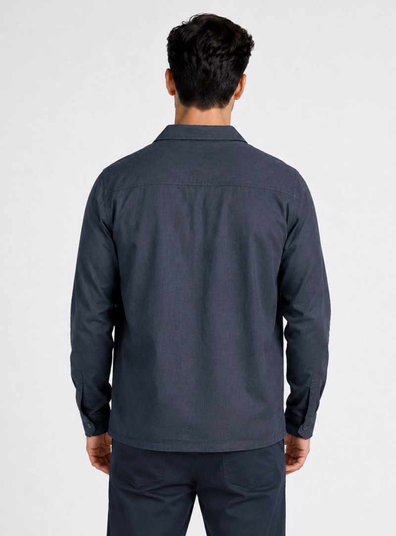 SOBRECAMISA LINO-ALGODON REGULAR FIT AZUL MARINO PIERO BUTTI - 2
