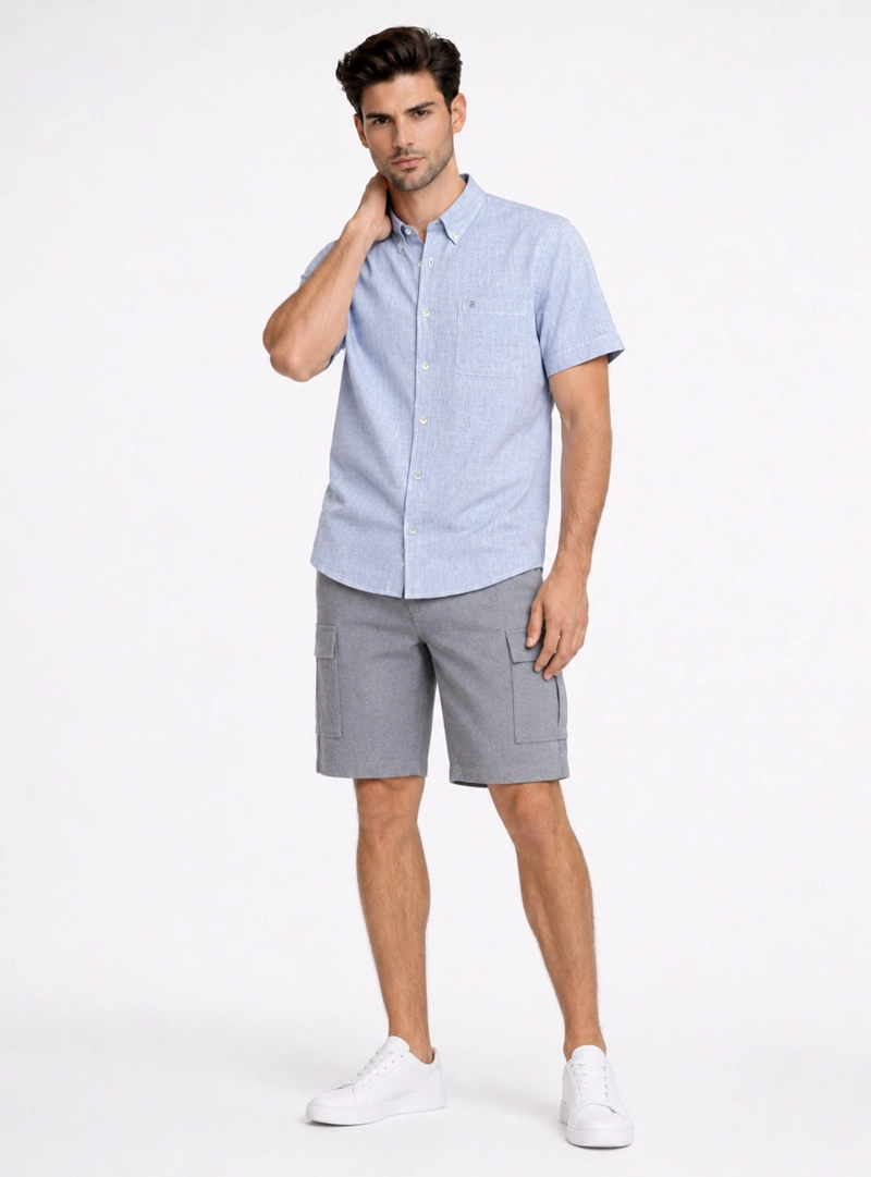 CAMISA LINO-ALGODON REGULAR FIT AZUL PIERO BUTTI - 4