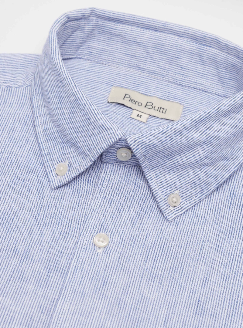 CAMISA LINO-ALGODON REGULAR FIT AZUL PIERO BUTTI - 5