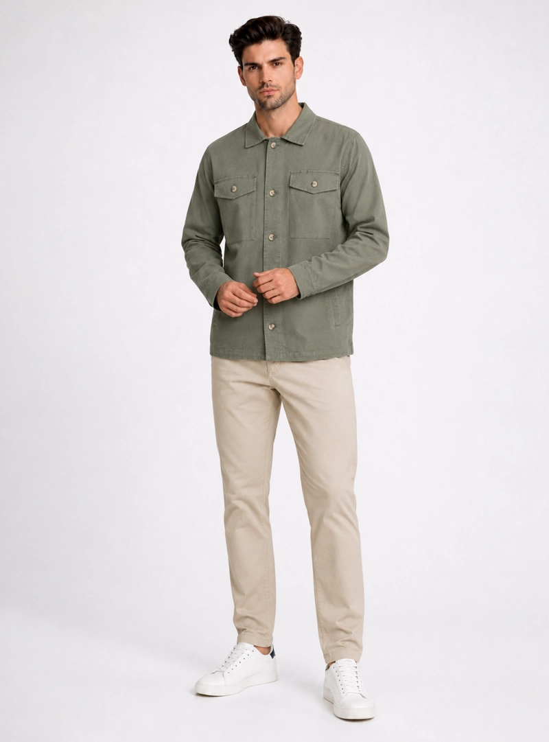 SOBRECAMISA LINO-ALGODON REGULAR FIT VERDE PIERO BUTTI - 4