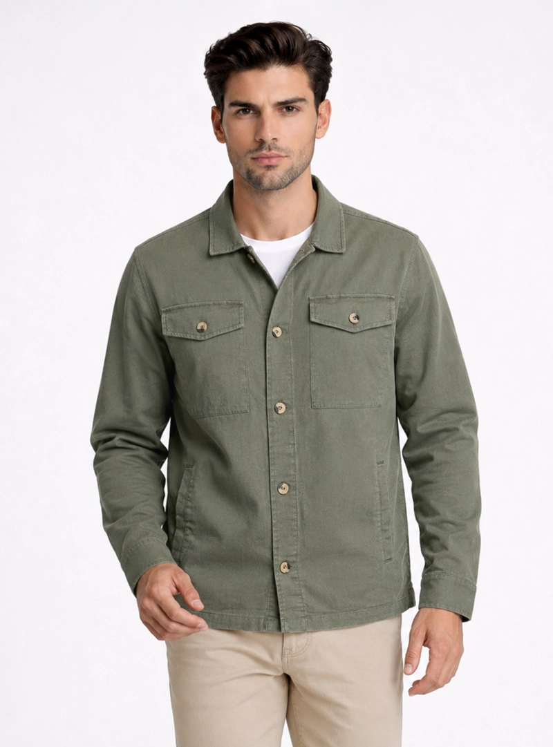 SOBRECAMISA LINO-ALGODON REGULAR FIT VERDE PIERO BUTTI - 5