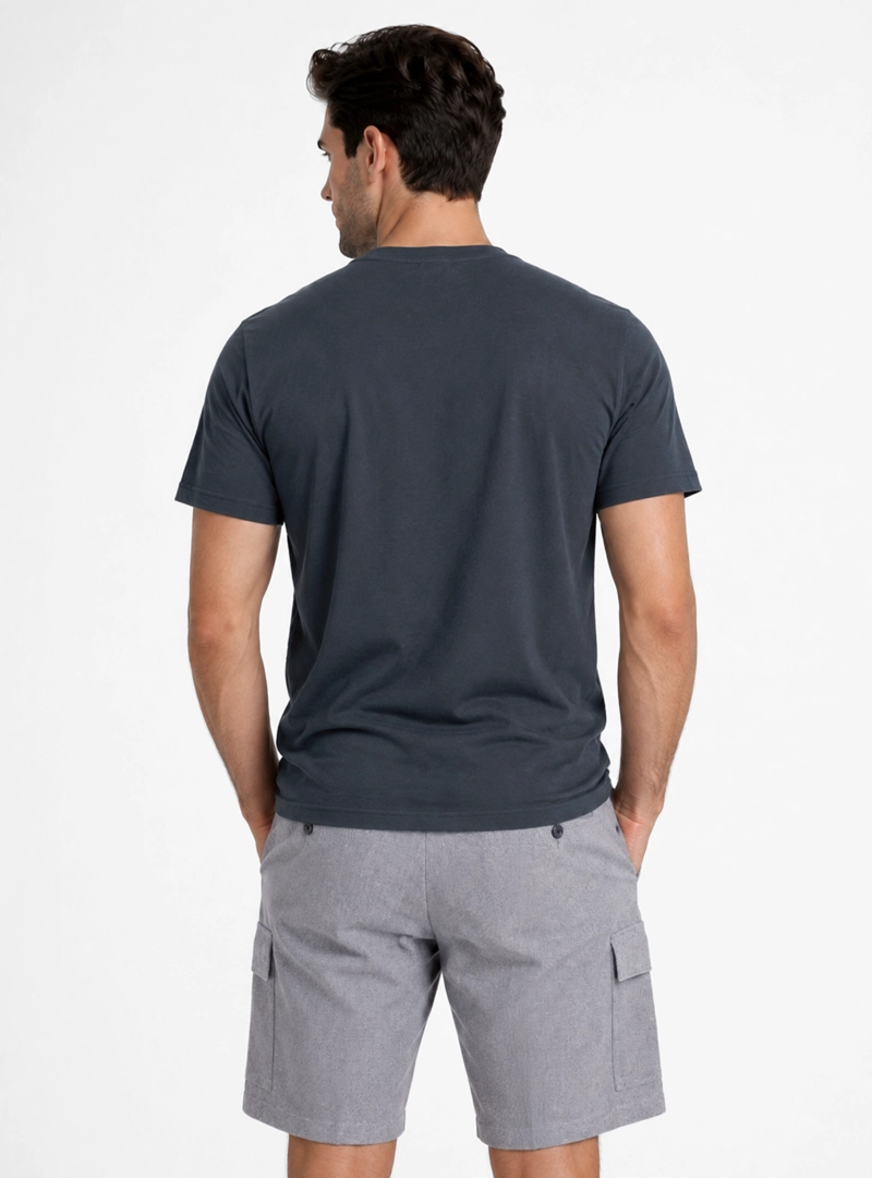 POLERA LISA STONE WASH REGULAR FIT AZUL MARINO PIERO BUTTI - 2