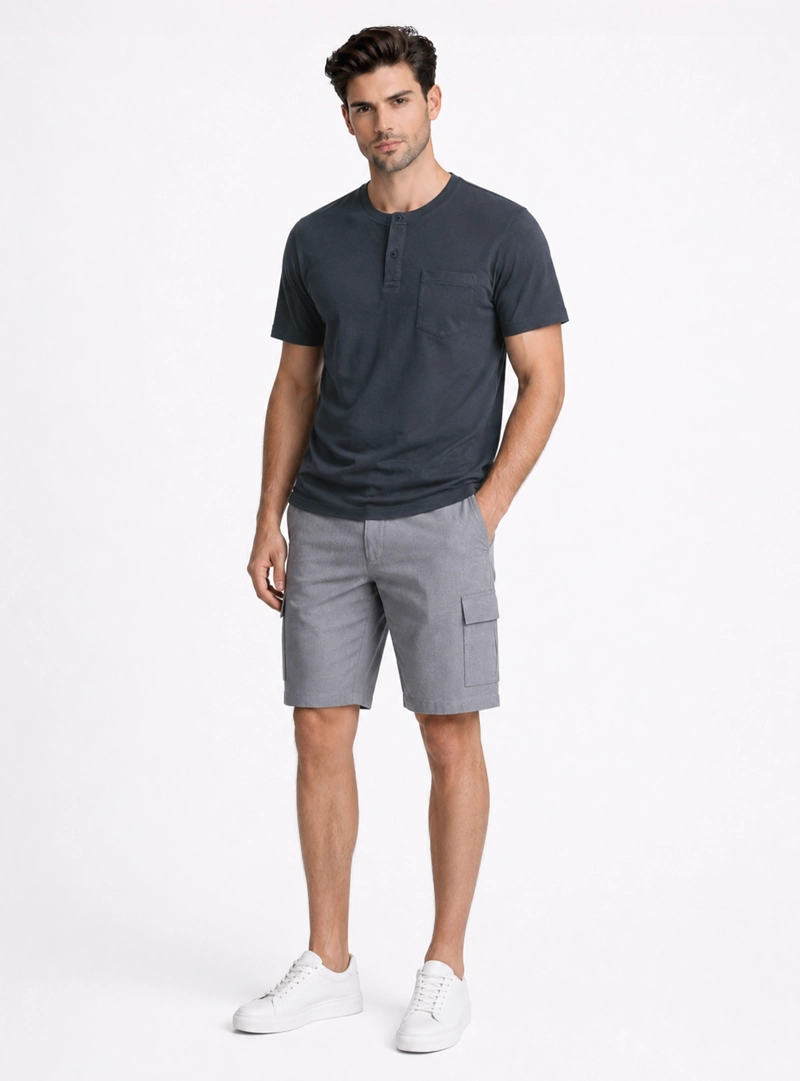 POLERA LISA STONE WASH REGULAR FIT AZUL MARINO PIERO BUTTI - 4