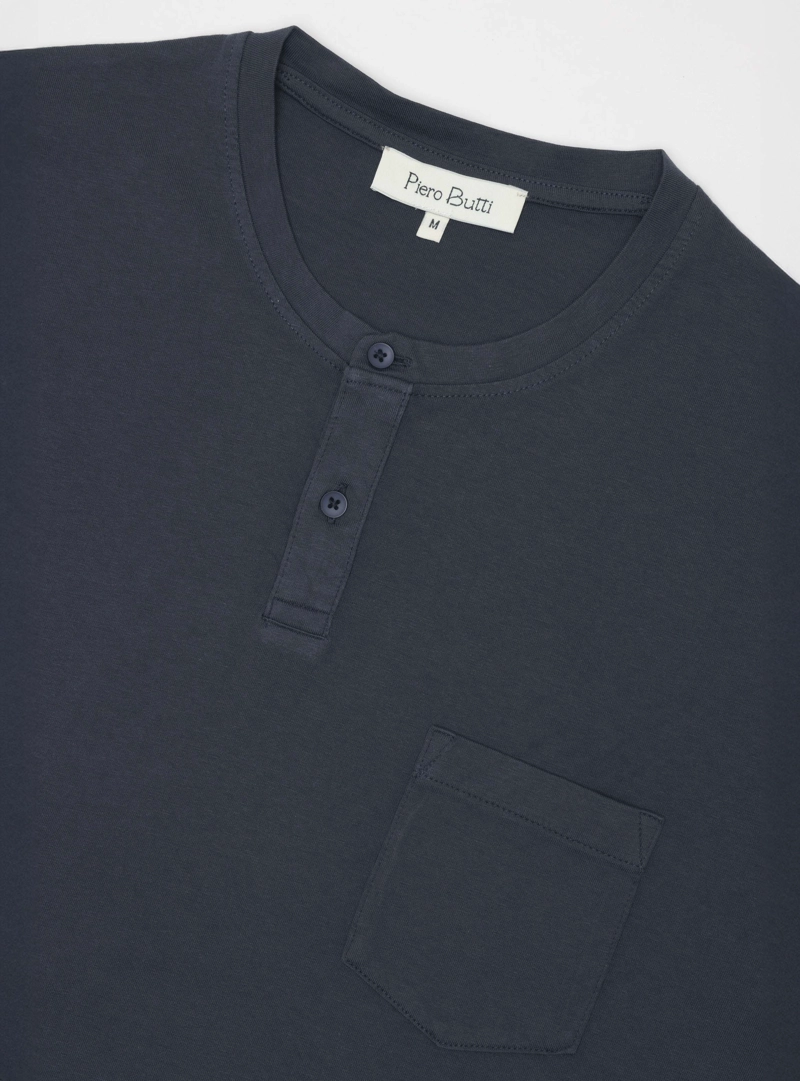 POLERA LISA STONE WASH REGULAR FIT AZUL MARINO PIERO BUTTI - 5