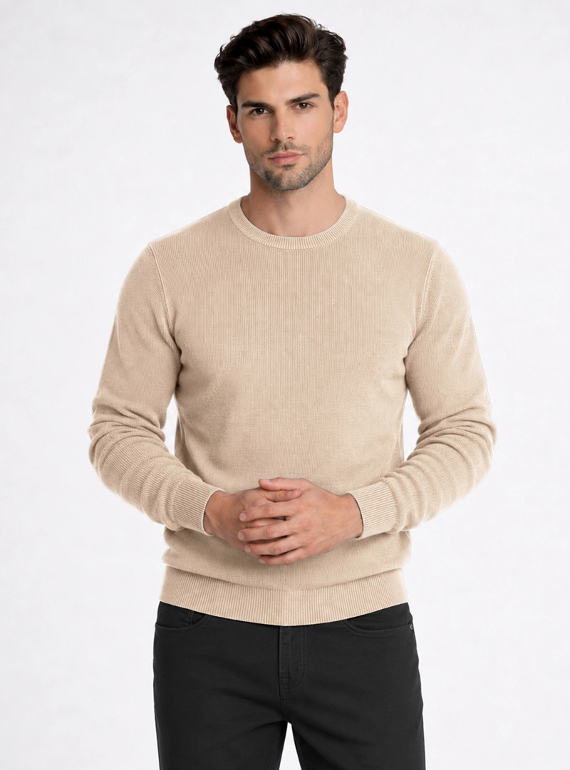 SWEATER STONE WASH REGULAR FIT CAFE  PIERO BUTTI - 1