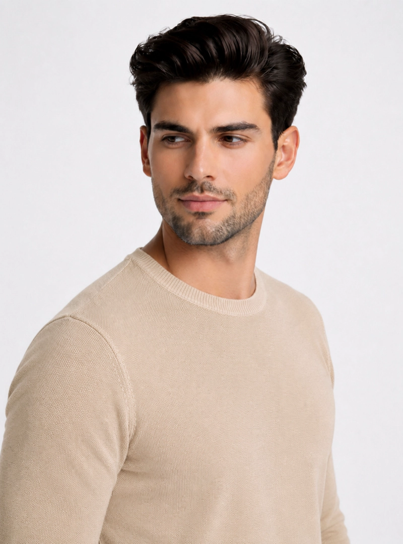 SWEATER STONE WASH REGULAR FIT CAFE  PIERO BUTTI - 3