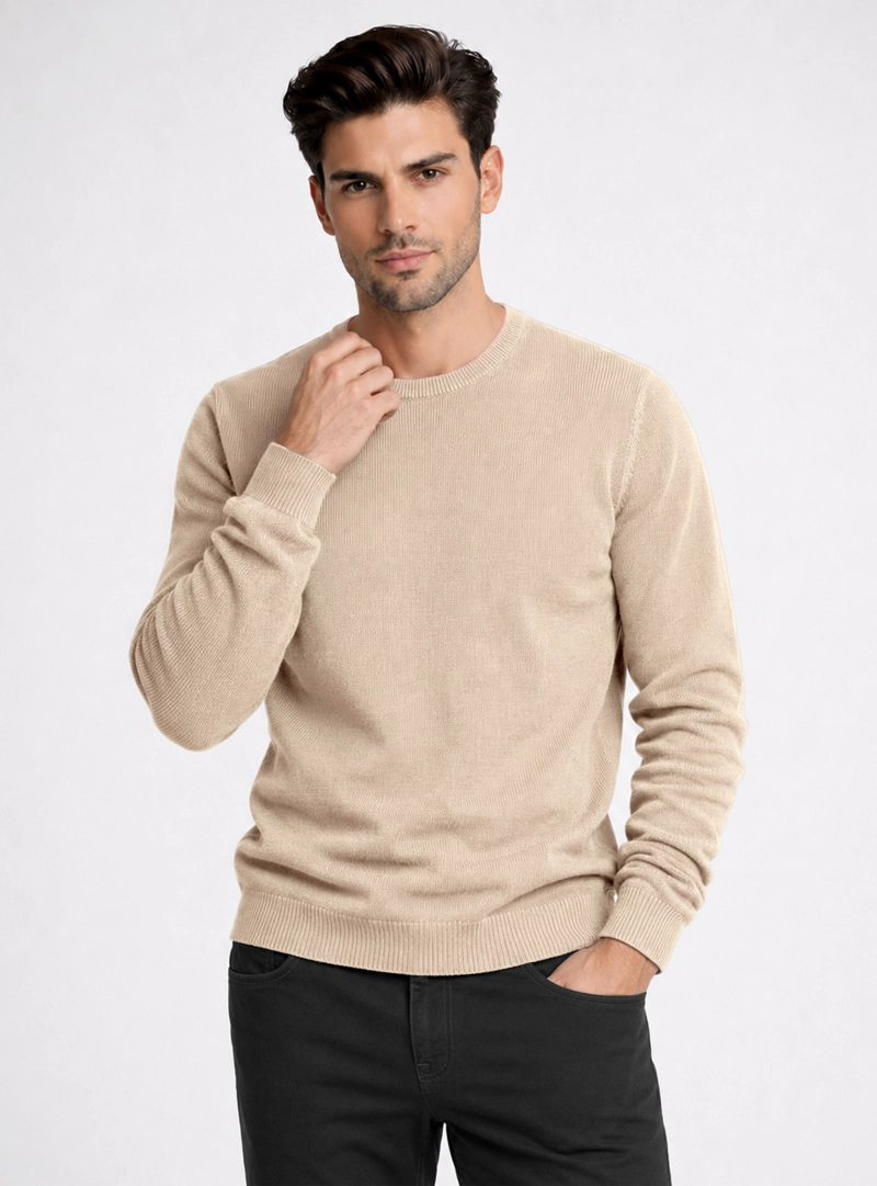 SWEATER STONE WASH REGULAR FIT CAFE  PIERO BUTTI - 4