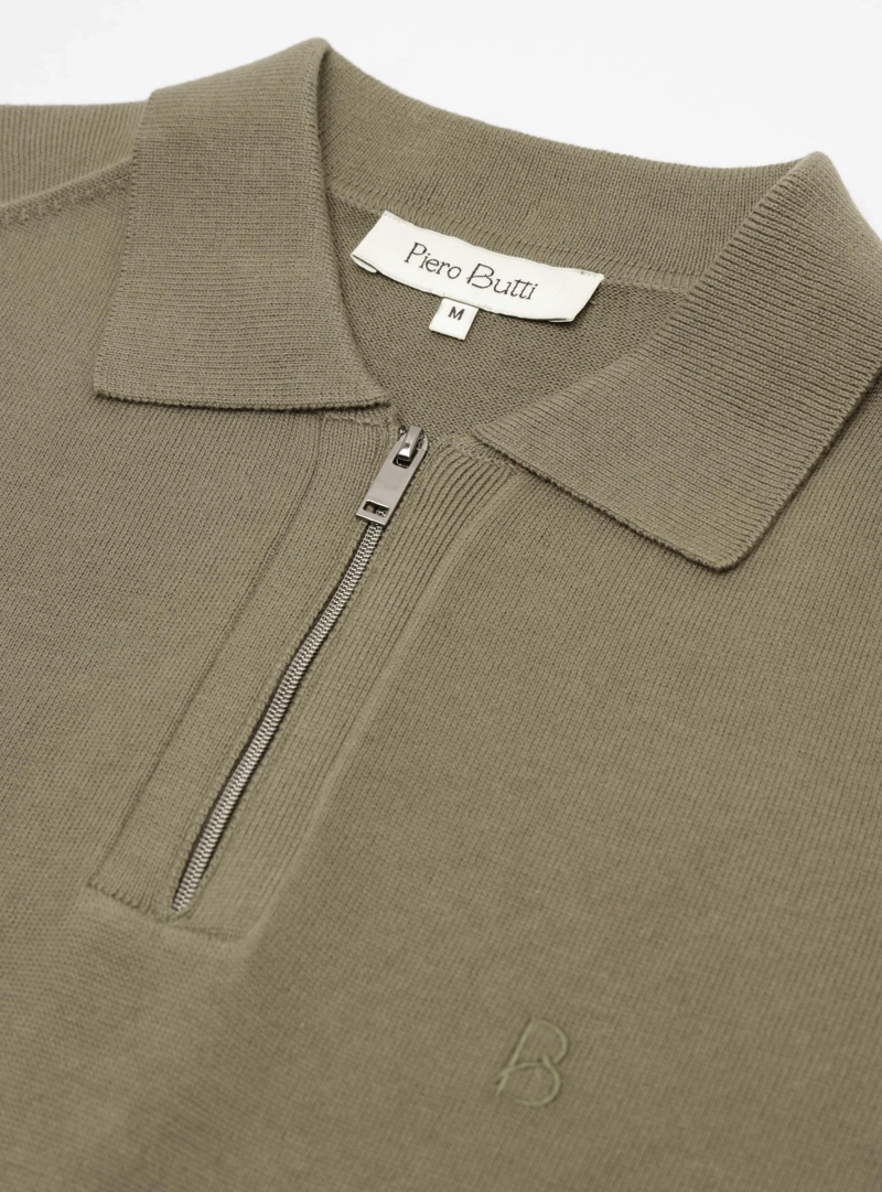 POLERA TEJIDA LISA REGULAR FIT VERDE PIERO BUTTI - 5