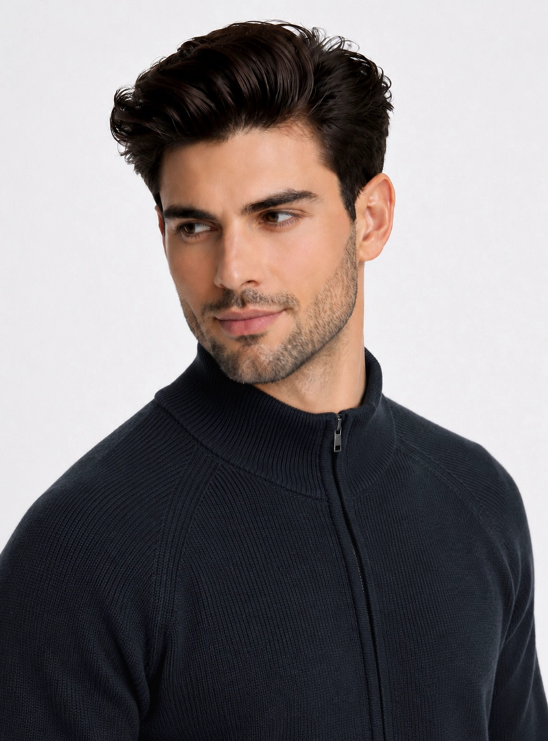 SWEATER CUELLO ALTO REGULAR FIT AZUL MARINO PIERO BUTTI - 3