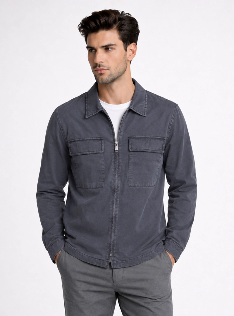 CHAQUETA STONE WASH REGULAR FIT AZUL MARINO PIERO BUTTI - 1
